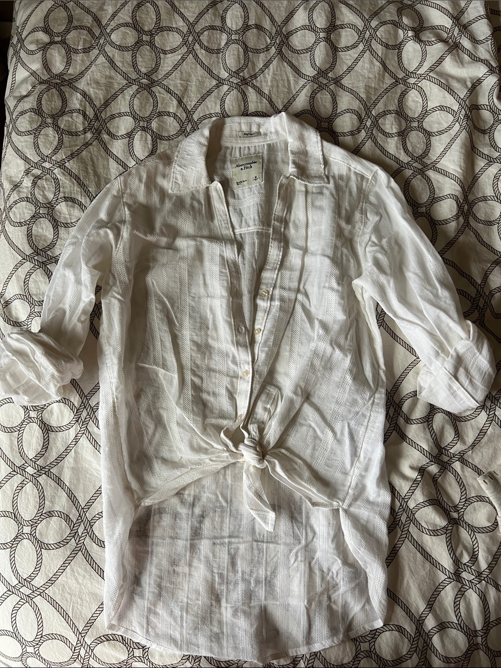 Abercrombie & Fitch White Boyfriend Button-Up